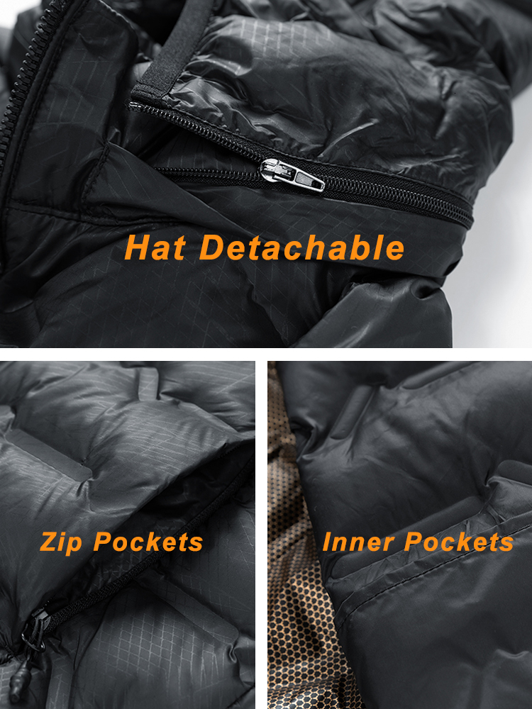 Winter Men's Jacket Hat Detachable White Duck Down Padded Graphene Heating Warm Hooded Windbreaker Puffer Coat 8Xl