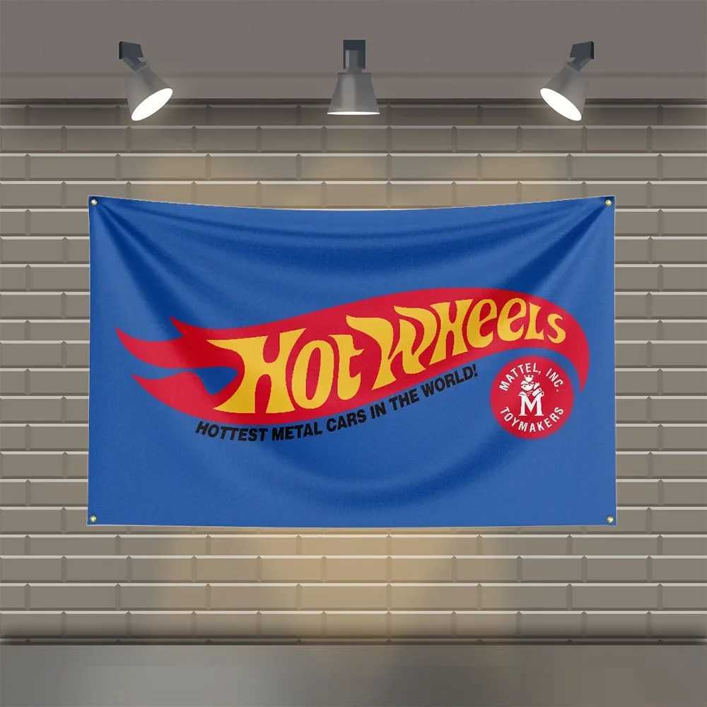 Banner Flags 3x5 FT Hotwheels Flag Polyester Printed Flags for Room Garage Decor J241216