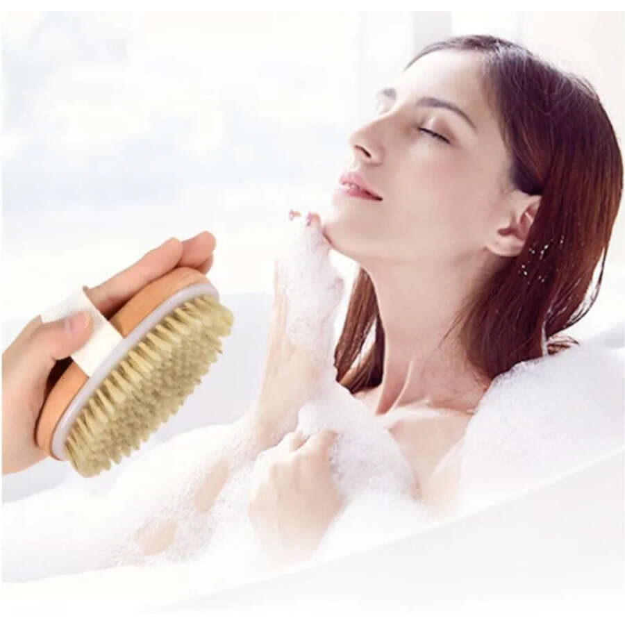 100Pcs Dry Skin Body Face Soft Natural Bristle Brush Wooden Bath Shower Brushes SPA Without Handle Cleansing