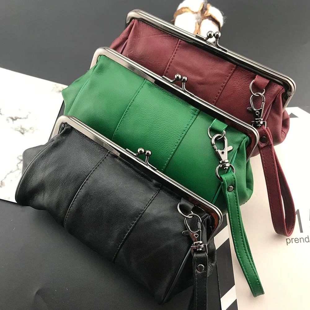 NICOLE CO Women Genuine Leather Phone Bags Original Portable Wallet Men Sheepskin Coin Purse Metal Hasp Money Card Handbag 241212