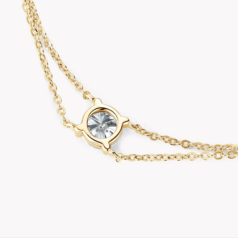 Lnngy 6.5mm 1ct Bracelet 925 Sterling Silver Certified Double Chain Bracelets For Women Charm Wedding Jewelry Gift 241216