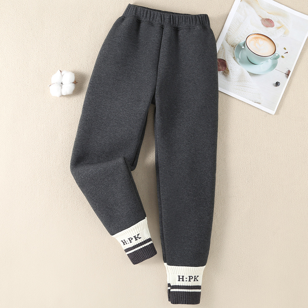 Trousers Girls Leggings With Thickened Fleece For Autumn And Winter Wear Stylish Childrens Pants Big Onepiece Warm Korean Version Dro Ote3A