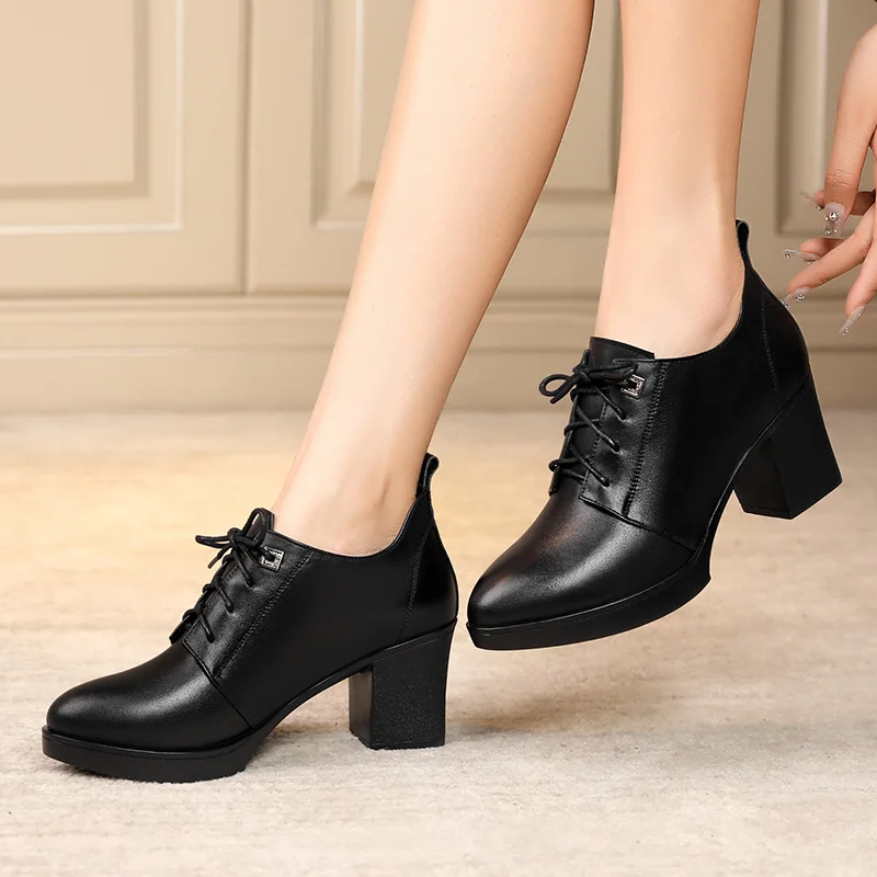 AIYUQI Women Dress Shoes Spring British Style Genuine Leather Lidies Single Shoes Large Size Women Work Shoes