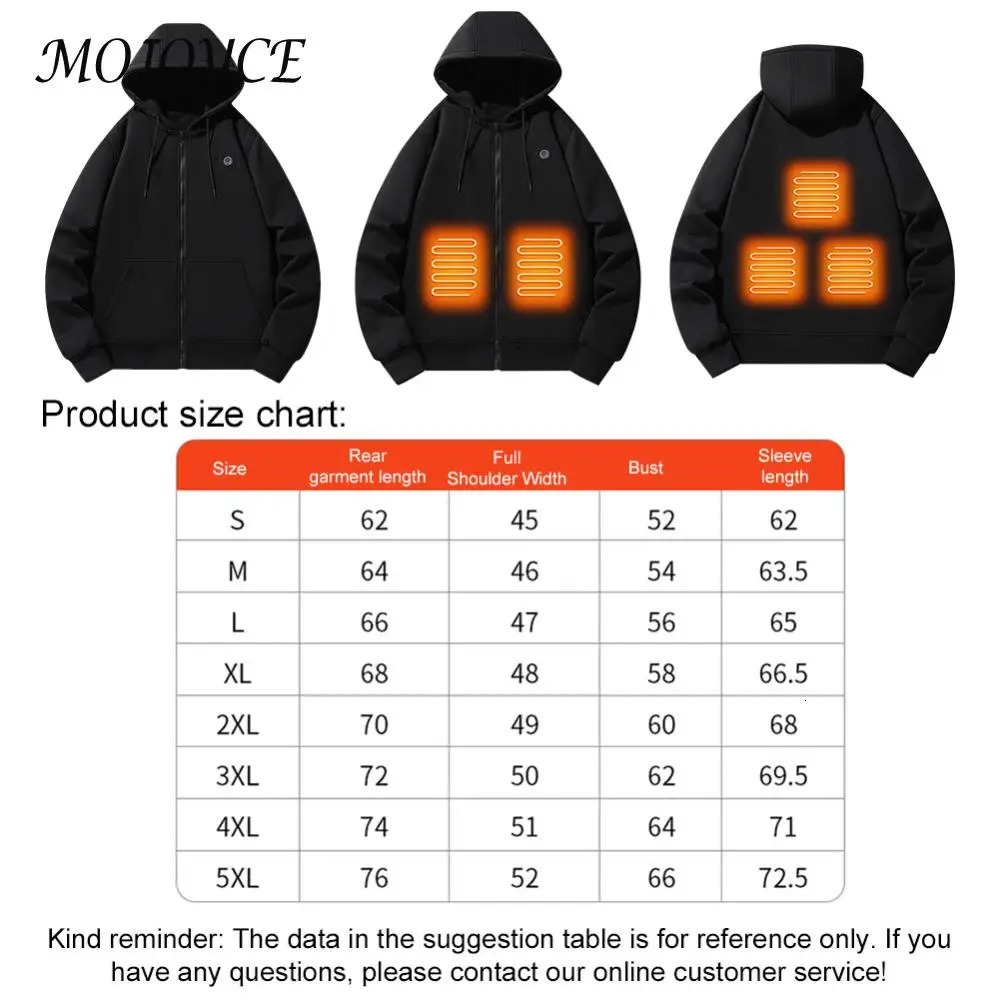 Electric Heated Hoodies Winter Heating Casual Hoodies Long Sleeve Streetwear Thermal Heated Jacket for Men and Women 241214