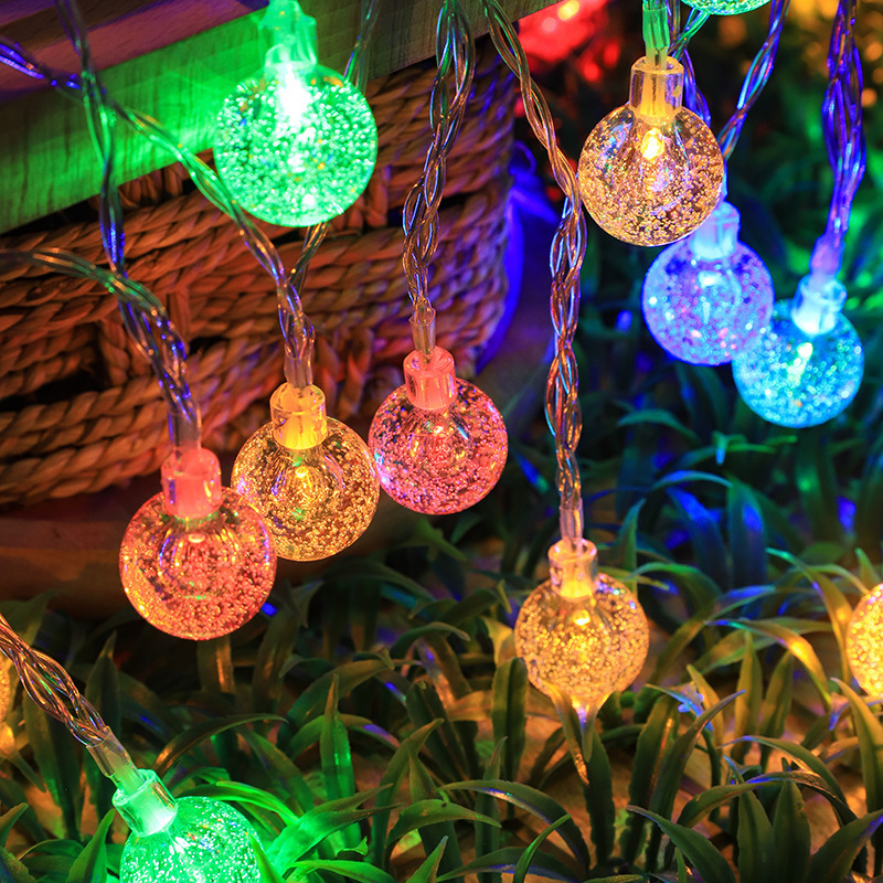Plug-in LED Bubble Ball Light Strings for Festive Outdoors Decorations - 1.7 cm Diameter