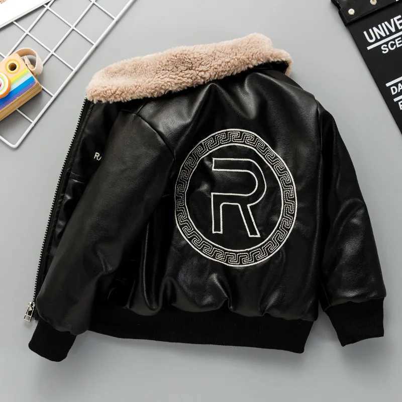 2024 Fashion Winter Child Coat Waterproof Baby Boys Leather Hooded Jackets Plus velvet Thicken Warm CUHK Boys clothes 2-12YXJ241214