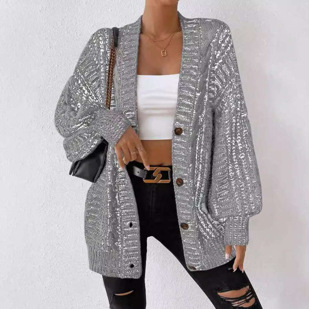 Cross Border Mixed Color Imitation Denim Pattern Jacket, Medium To Long Lantern Sleeves, Autumn Women's Jacket