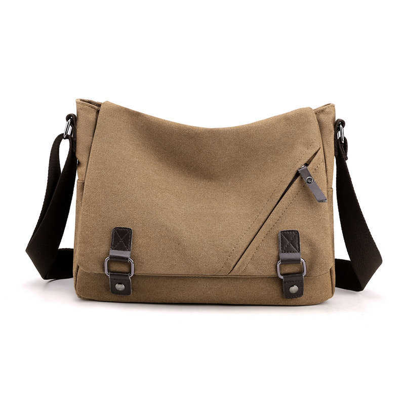 Light men's bag men's canvas large capacity messenger bag multifunctional fashion trend leisure shoulder bag 241215