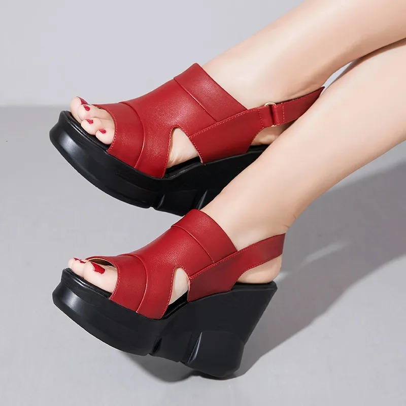 11cm High Heel Sandals for Women 2024 Summer Platform Fashion Footwear Ladies Shoes Large Size Wedges Zapatos Mujer 241213