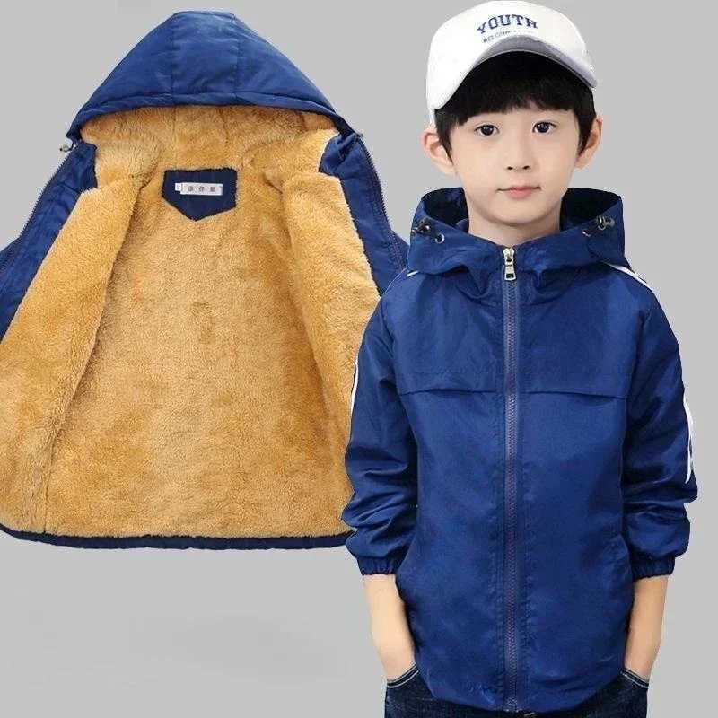 Autumn Childrens Clothes Double-sided Wear Jacket Fleece Coat Boy Waterproof Windproof Children Outerwear Sport Jacket For BoysXJ241214