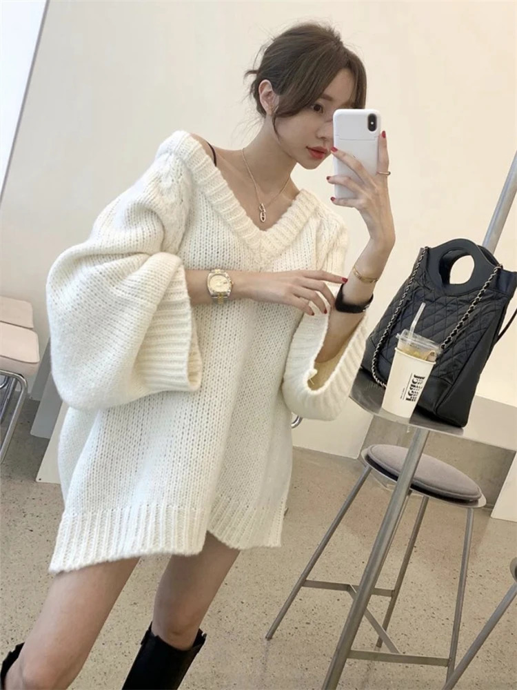 Womens sweaters with winter floral patterns oversized knitted tops vintage long sleeves autumn womens jackets warm pull 241211
