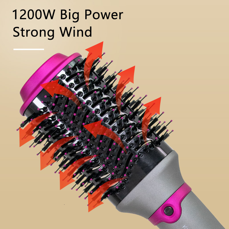 1200W Hair Hot Air Styler Replaceable Head Straightener Curler Comb Roller One Step Electric Ion Blow Dryer Brush
