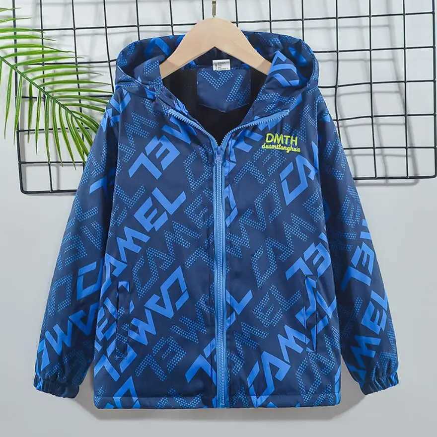 Boys Fashion Outdoor Jacket Thick Winter Waterproof Jackets For Kids Warm Clothes Autumn Boys Windbreaker Hooded CoatXJ241214