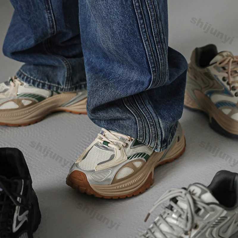 Mens Mesh Chunky Sneakers Thick Sole Sports Shoes Autumn Casual Fashion Lace Up Running Sneakers Platform Outdoor Walking ShoesC241216