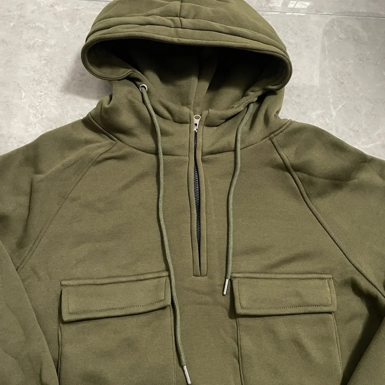 Half Zipper Mens Tactical Hoodies Solid Warm Fleece Military Sweatshirts Multi Pockets Male Hooded Jackets Thick Outdoor Polar 241214