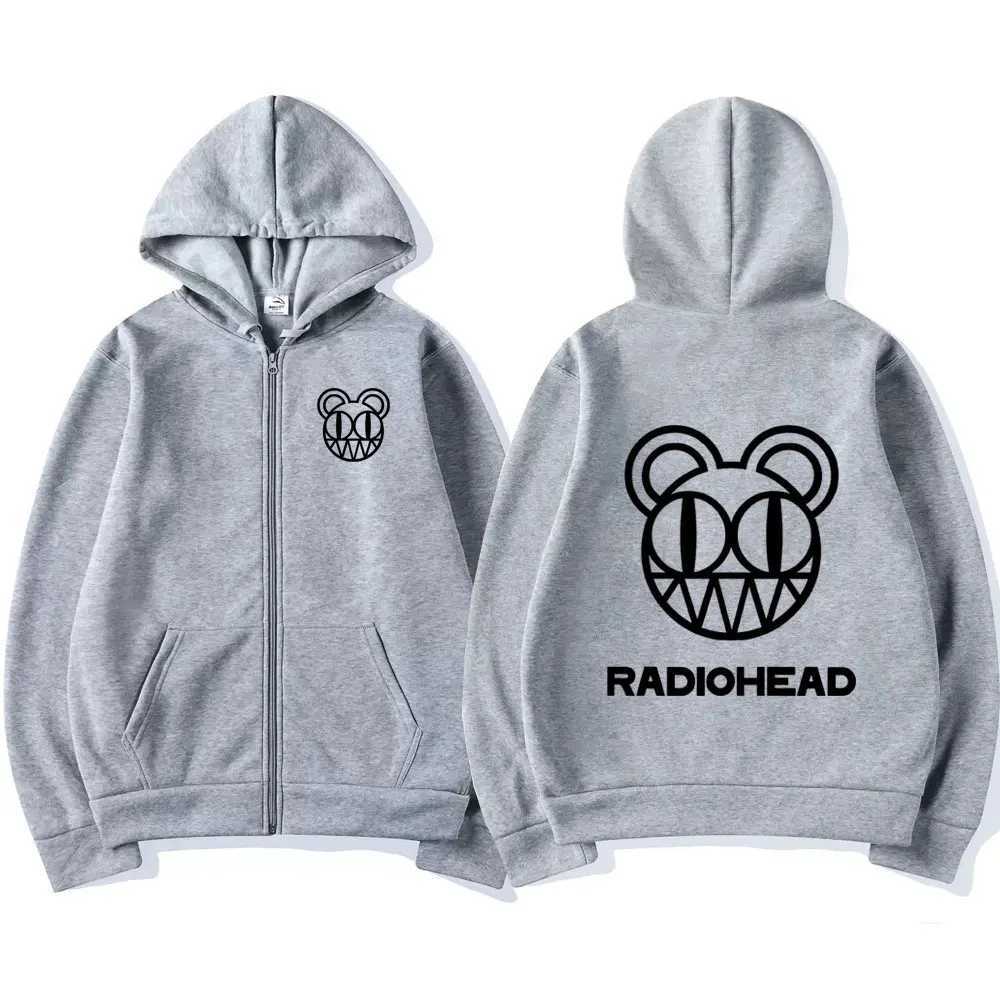 Rock band Radiohead Zipper Hoodie Mens Fashion Retro Zipper Sweatshirt Punk Hip Hop Super Dalian Hoodie Jacket Coat X241216