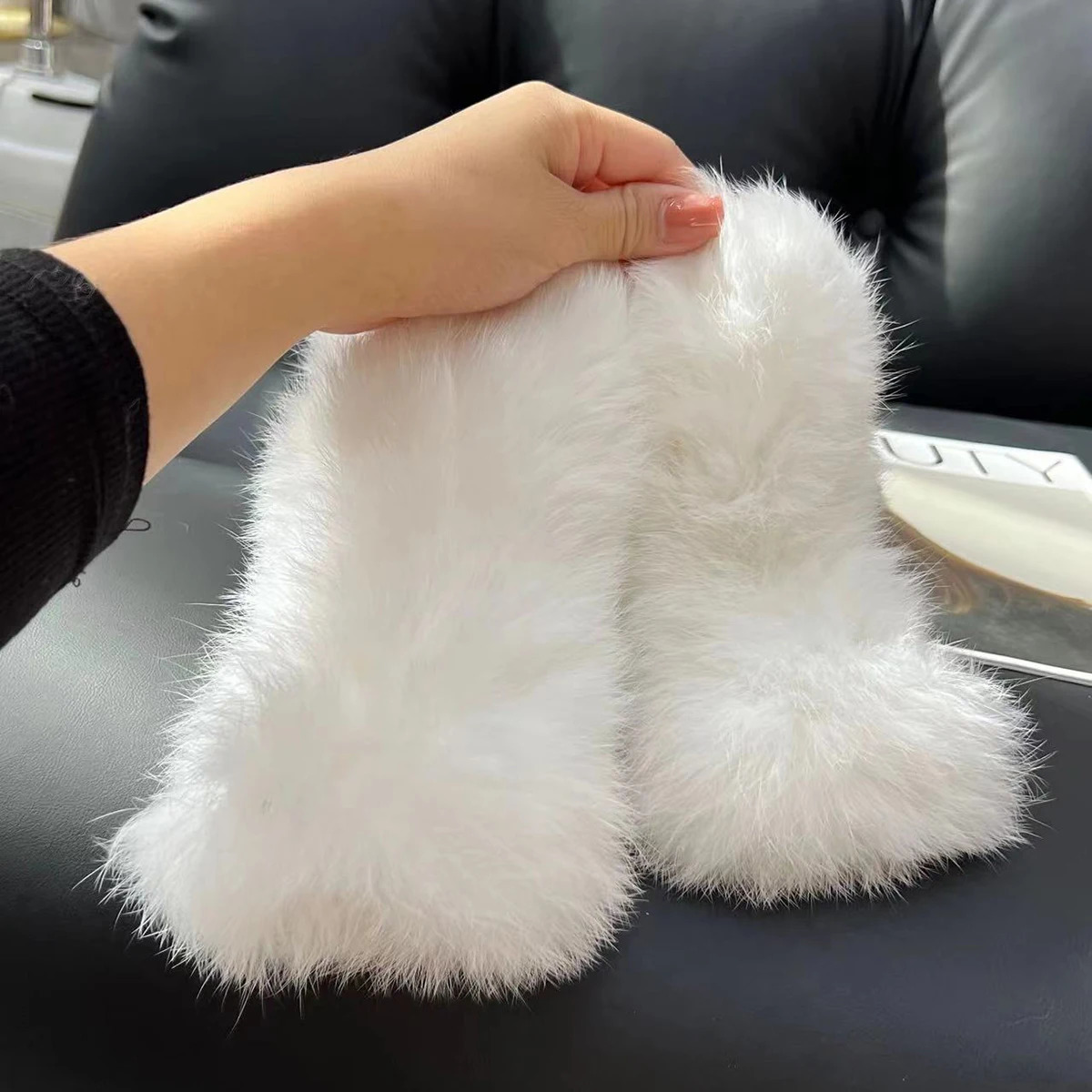 selling winter genuine fur golf womens outdoor warm 100 natural rabbit gloves knitted thick soft 241212