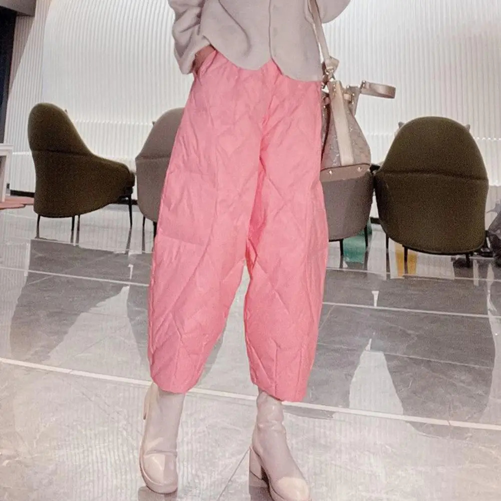 Cotton Warm Thick Harem s Pants Elastic Waist Wide Legs Trouser with Pocket Solid Color Thin 241212