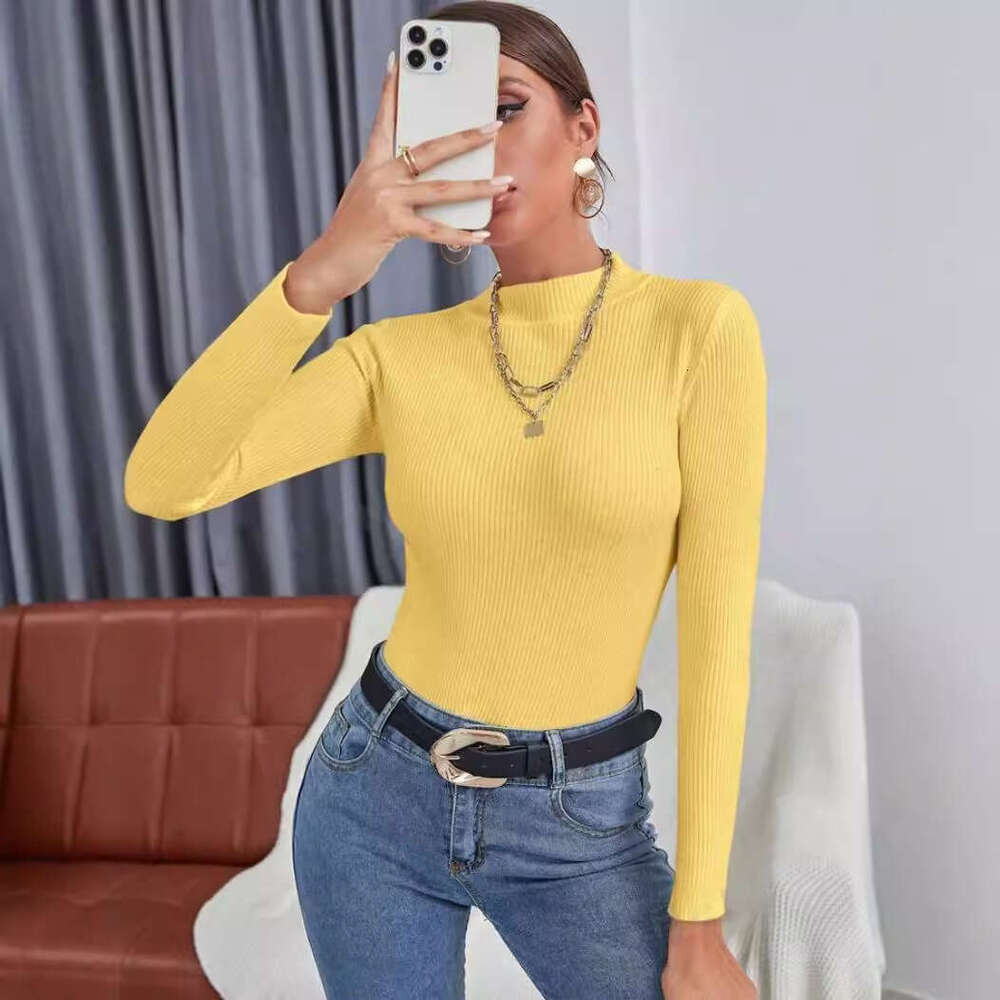 New European And American Foreign Trade Women's Half High Collar Pullover Knitted Clothes For Autumn Women