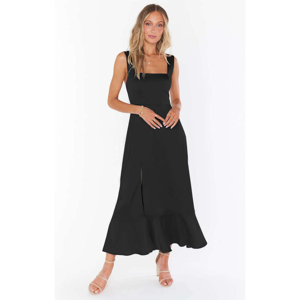 Summer New Elegant Fashionable European And American Women's Clothing Temperament Commuting Slit French High-End Feeg Dress Fashion Quality Class