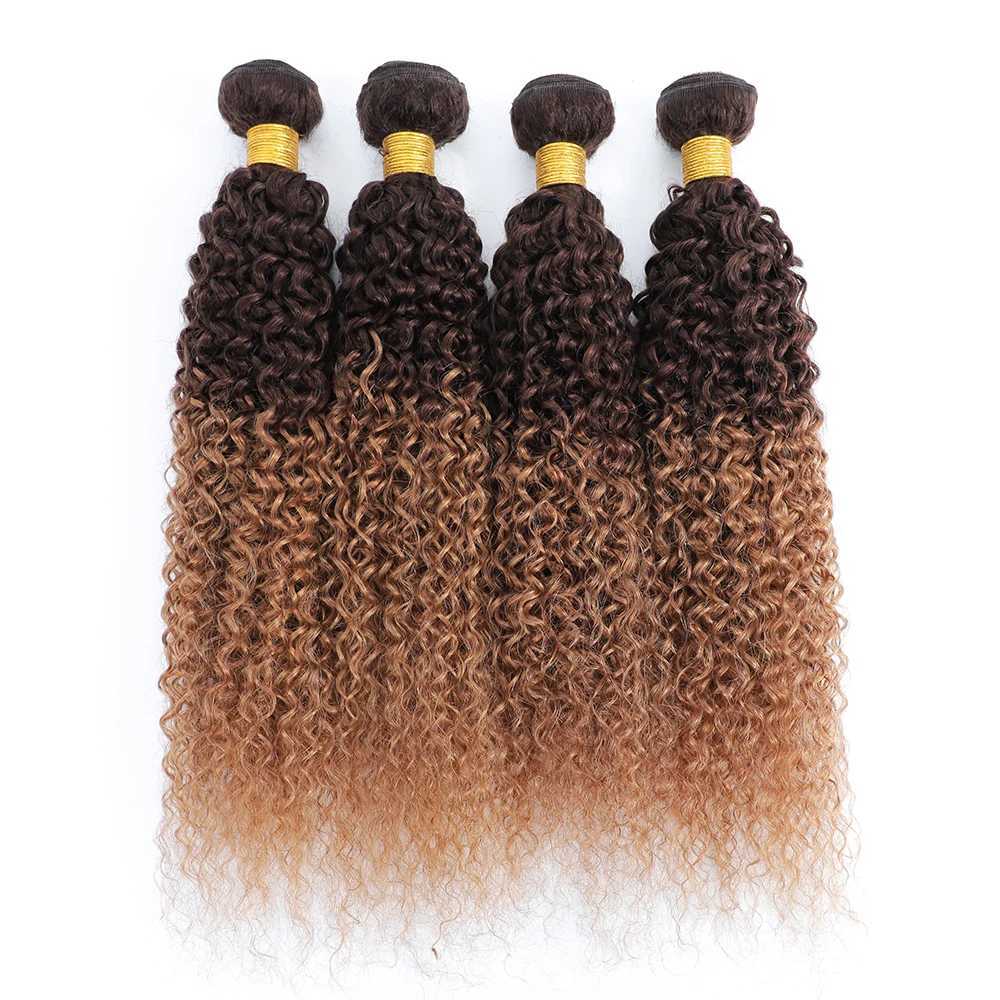 Curly Bundles With Clo Human Hair 2 Tone T4/30 Ombre Human Hair Bundles With Clo Brazilian Remy Human Hair ExtensionsXJ250120