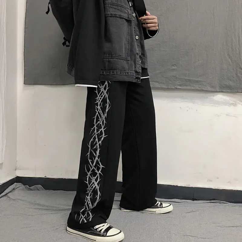 Japanese Y2k Oversize Graphic Wide Sweatpants Men Streetwear Print Casual Track Pants Male Sport Straight Trousers X250319