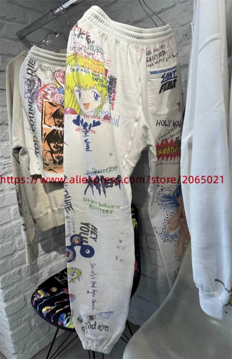 Vintage Graffiti Printing Saint Sweatpants For Men Women High Quality Jogger Drawstring Pants X2503191
