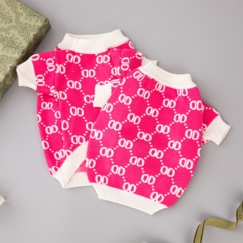 Designer Knitted Brand Apparel Dog Supplies Winter Warm Sweater Cold Weather Pet Coat Puppy Cat Jumper Clothing