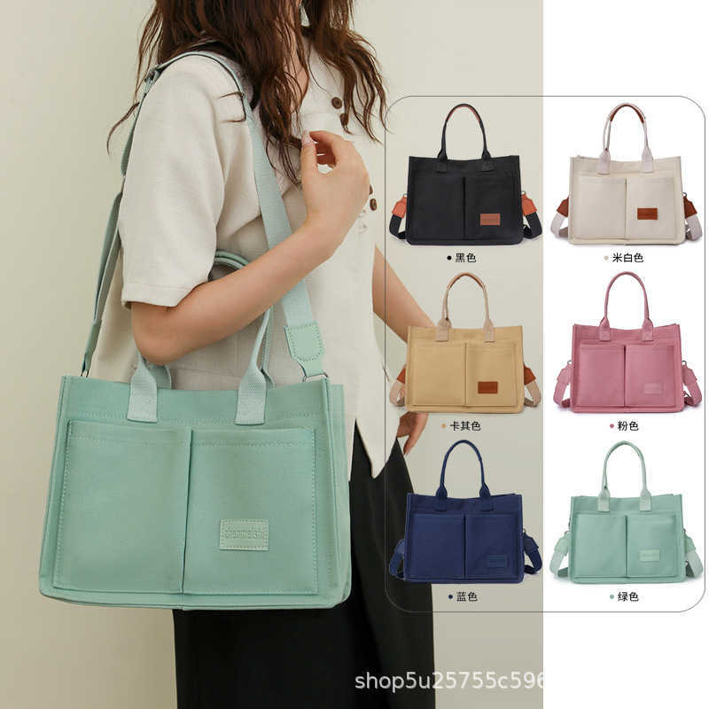 canvas bag women's Korean version fashionable large capacity single shoulder crossbody bag tote bag hard bottom three-dimensional women's ba