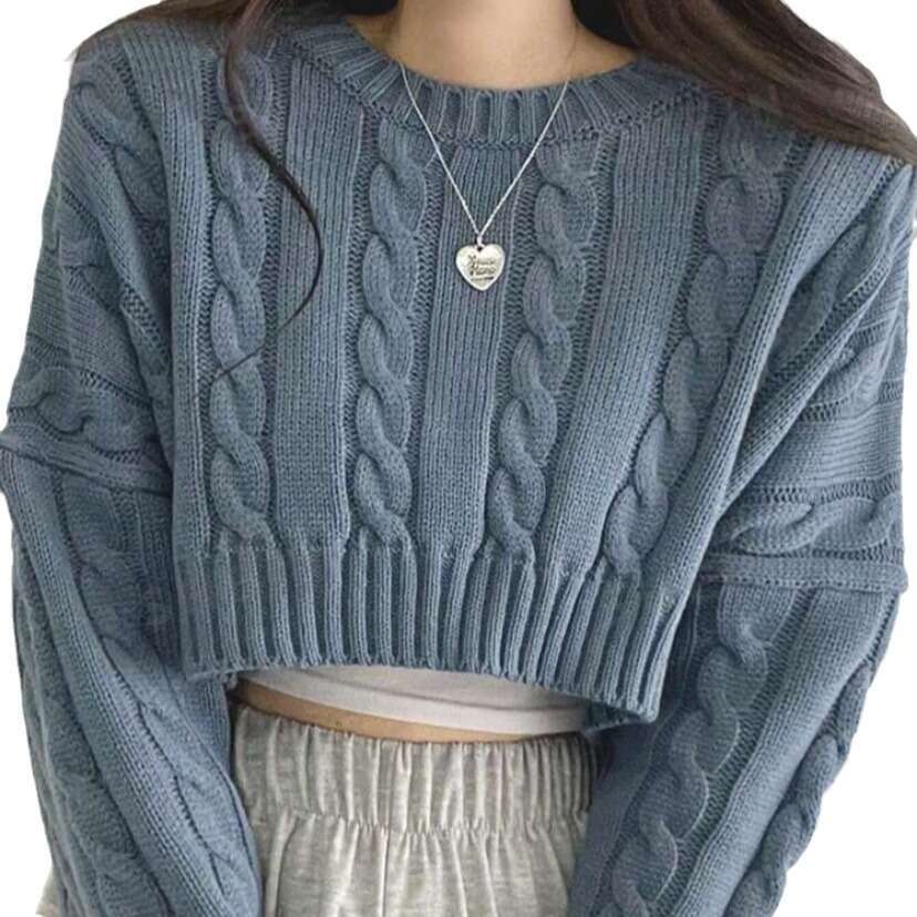 European And American Sexy Sweet Girls Retro Fried Dough Twists Short Clothes Women's Knitwear Autumn New Blouse
