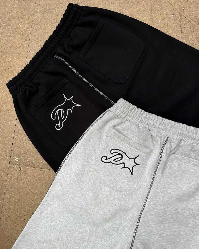 Y2k Harajuku Vintage Embroidery fashion wide leg pants men trend Gothic loose elastic waist pants women casual sweatpants X2503191