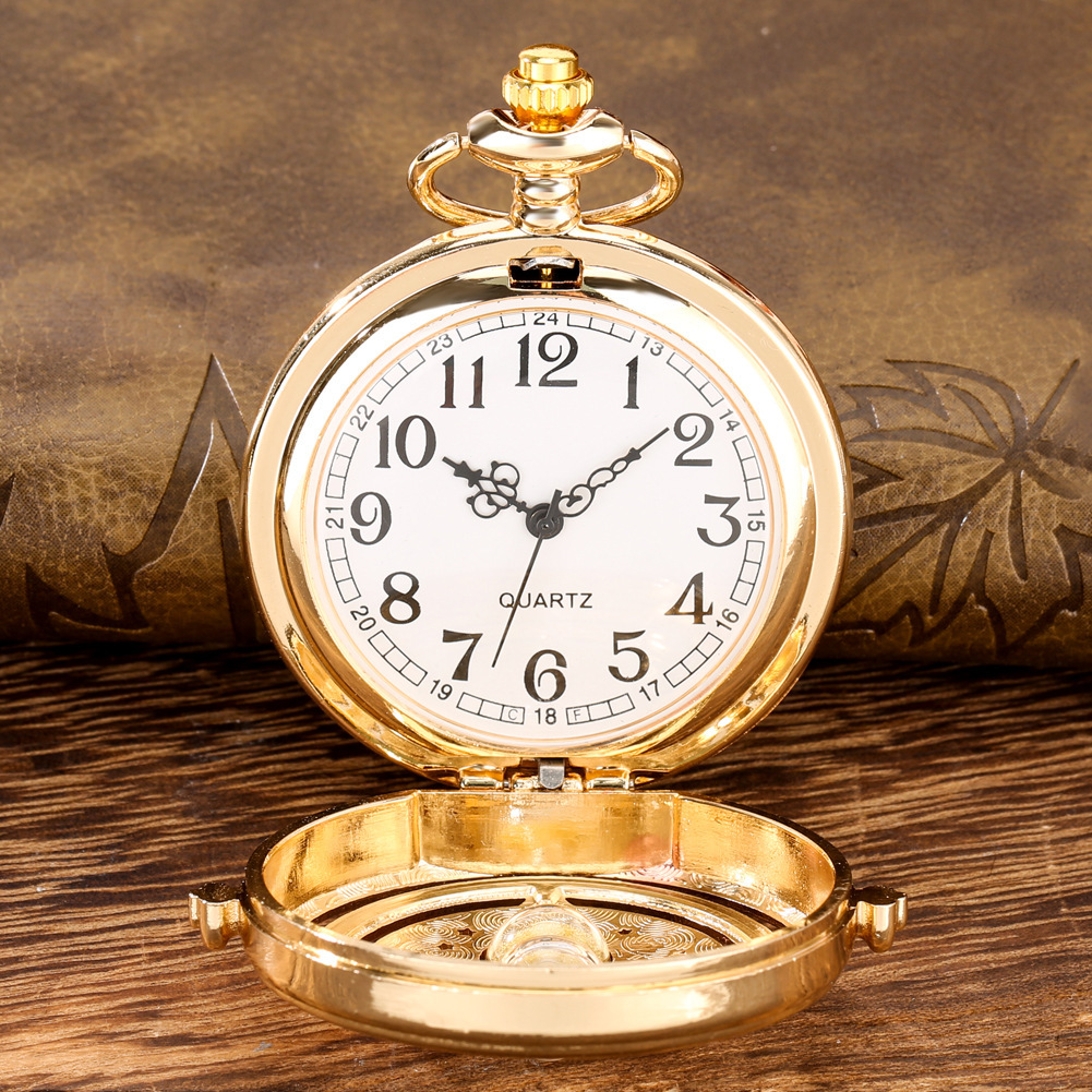 Large pocket watch skeleton funnel chronograph vintage quartz pocket watch thickness 15mm non-waterproof zinc alloy round 012