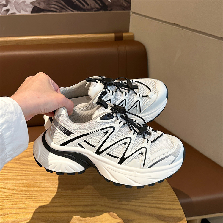 2024 new hot sale thick sole breathable daddy shoes female net surface leisure comfortable outdoor hiking shoes travel sports shoes
