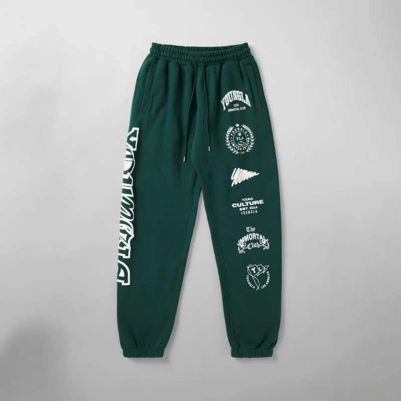 Fashionable mens sports pants gym sports and leisure pants pure cotton printed bouncing foot pants autumn and winter X241216