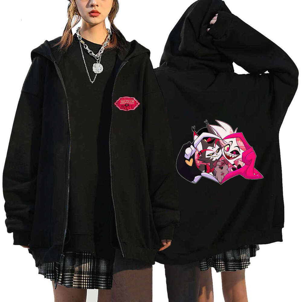 Hazbin Hotel Hell Inn Zipper Men's and Women's Casual Sports Hoodie Top Cardigan Coat