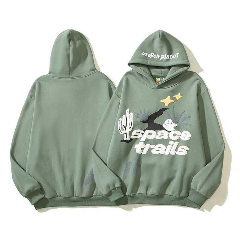 Y2K Strtwear Heart Space Trails Foam Hooded Hoodies Unisex Pullover Loose Casual Flce Sweatshirts for Men Oversized X241216