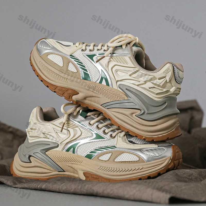 Mens Mesh Chunky Sneakers Thick Sole Sports Shoes Autumn Casual Fashion Lace Up Running Sneakers Platform Outdoor Walking ShoesC241216