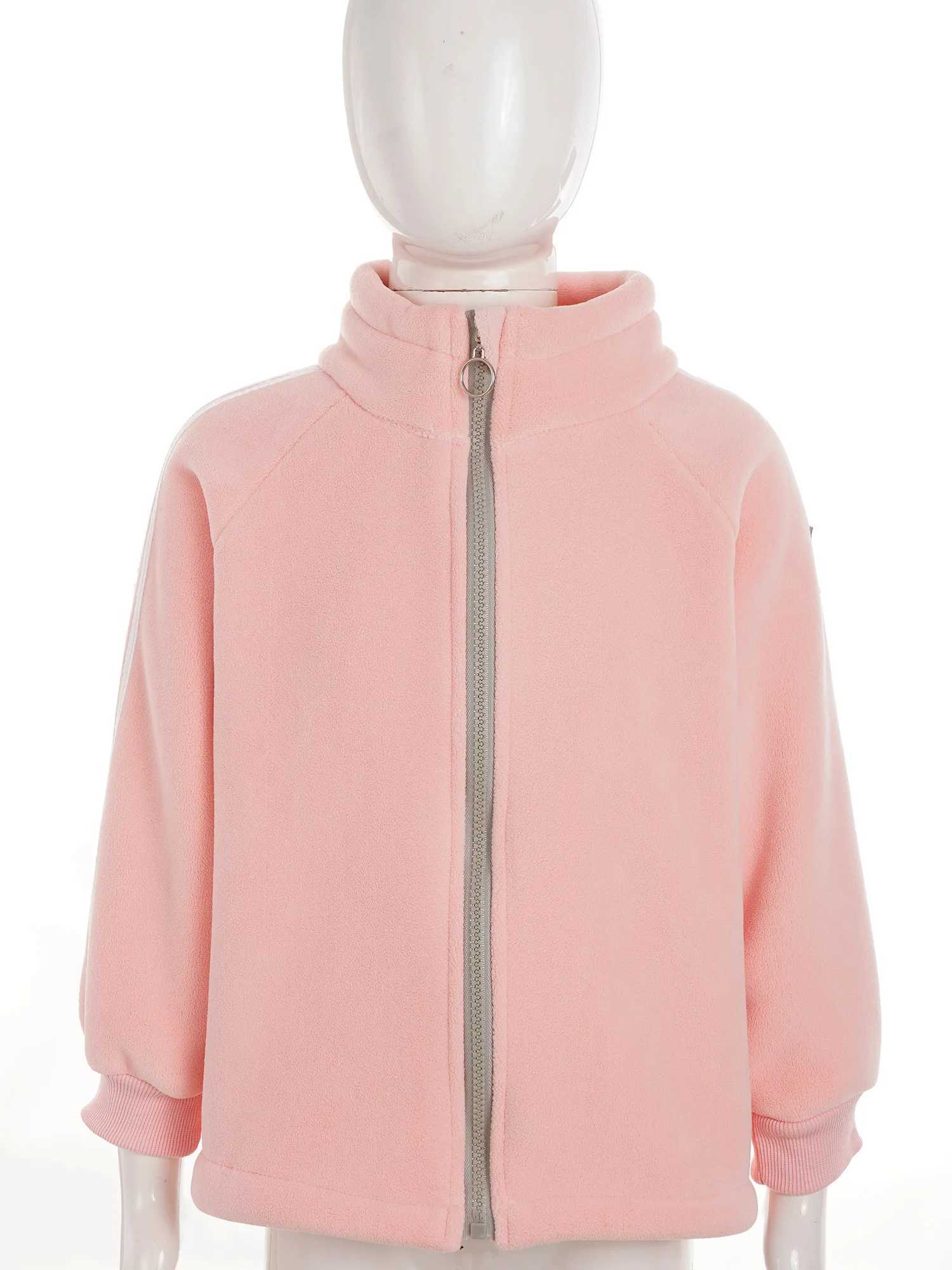 2023 Kids Boys Girls Winter Warm Overcoat Fashion Zipper Fleece Jacket Casual Solid Color Stand Collar Long Sleeve Coat OutwearXJ241214