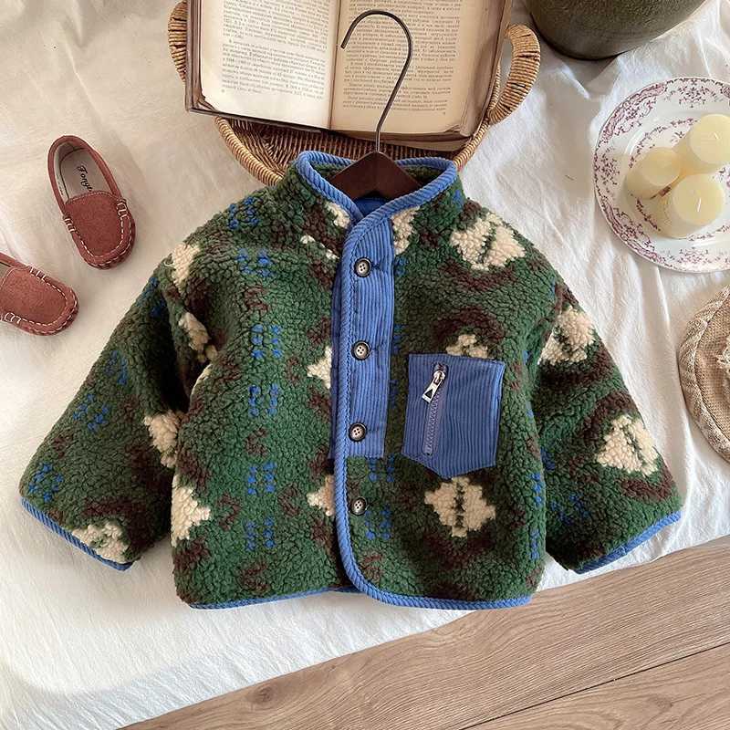 Children Winter Jacket Autumn Winter Boys Thick Cotton-padded Outerwear Fashion Warm Lamb Wool Coat Top Versatile Kids ClothesXJ241214