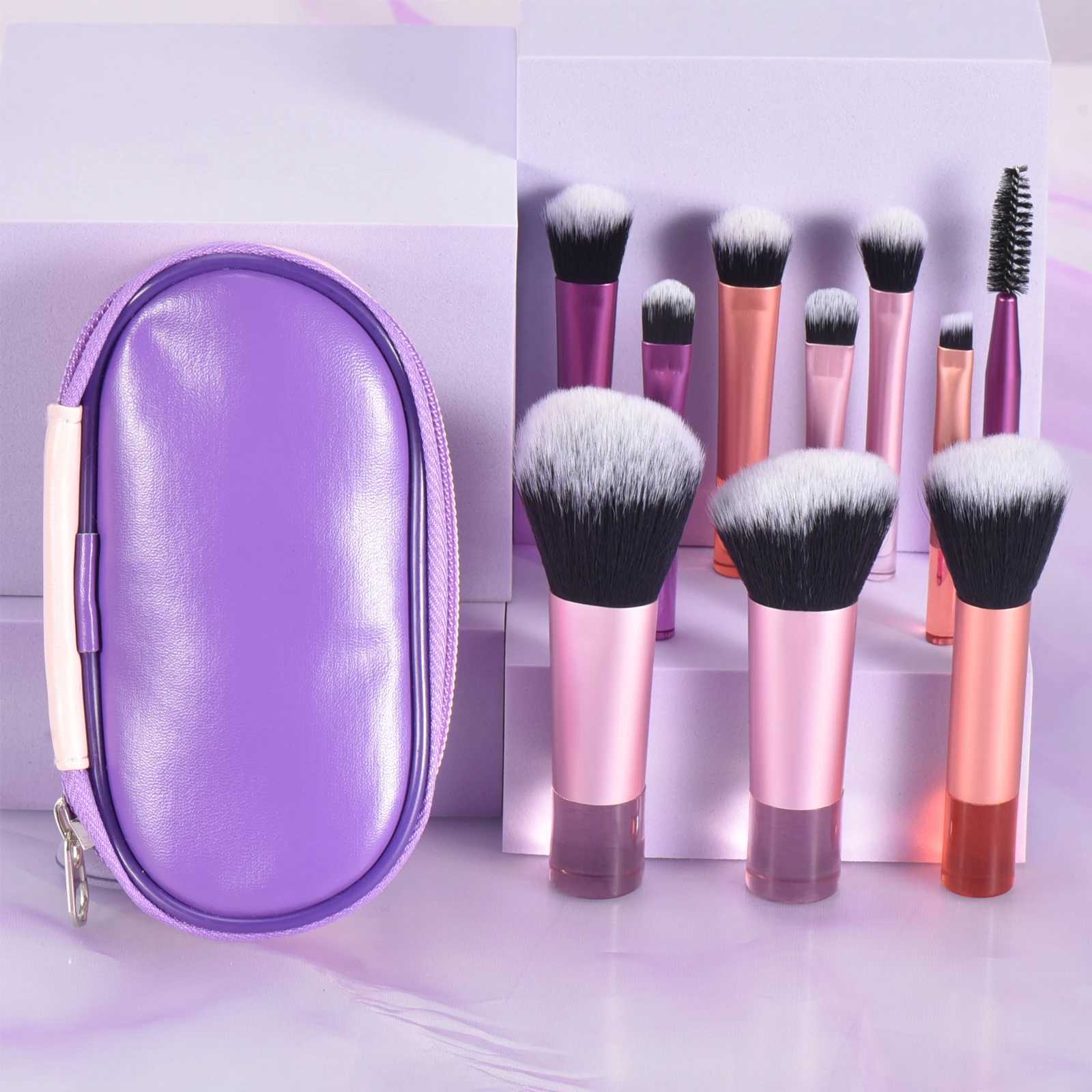 10 color Mini makeup brush Travel portable Makeup Tool Makeup Puff - Palm Brush Professional Makeup tool set Christmas gift W241216