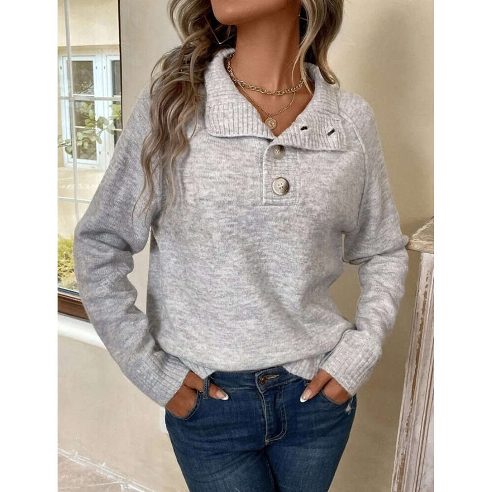 New Product: European And American Casual With Buckle Decoration, Grey Stand Up Collar, Hairy Clothes, Autumn Women's Clothing