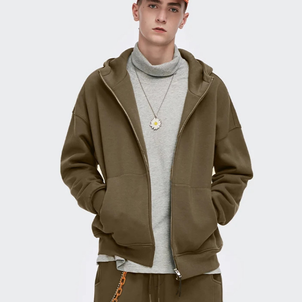 Casual Zip Up Hoodies Men Winter Thick Fleece Sweat Jacket Unisex Matching Hooded Sweatshirt Couple
