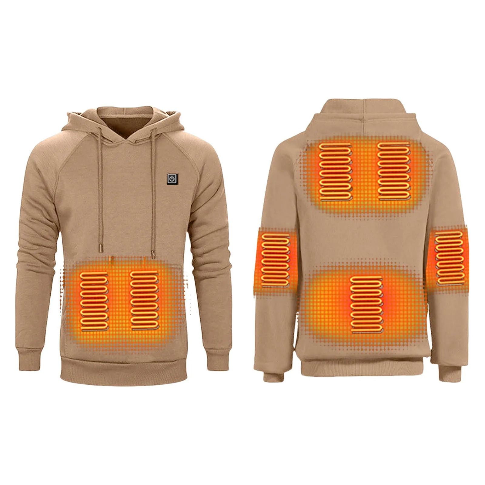 Mens smart USB hoodie winter adjustable sports shirt solid color outdoor skiing warm puller suitable for unisex models 241214