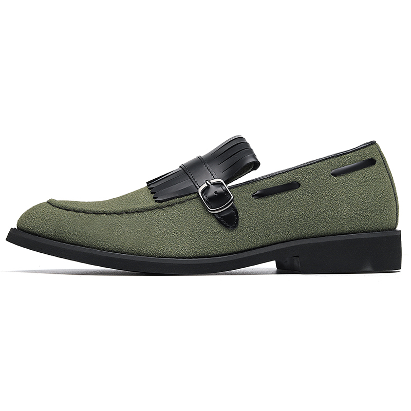 Fashion Men Tassel Dress Army Green Wedding Pointed Toe Party Shoes Big Size 48 47 Man Loafers Slip On Oxfords
