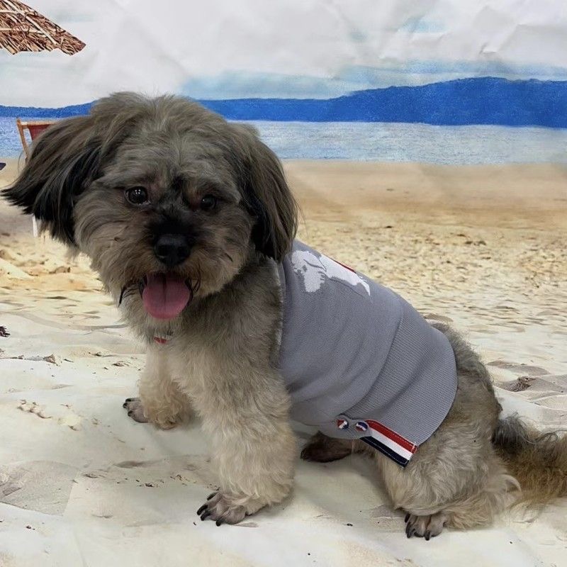 Ice Hemp Dog Clothes for Girls Boys Striped Dog Print Striped Dog Sweater for All Seasons, Sleeveless Breathable Dog Vest for Small Medium Cats Dogs, 