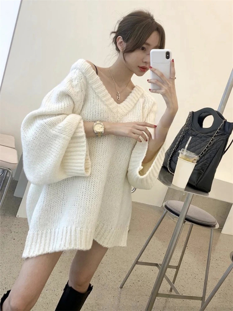 Womens sweaters with winter floral patterns oversized knitted tops vintage long sleeves autumn womens jackets warm pull 241211