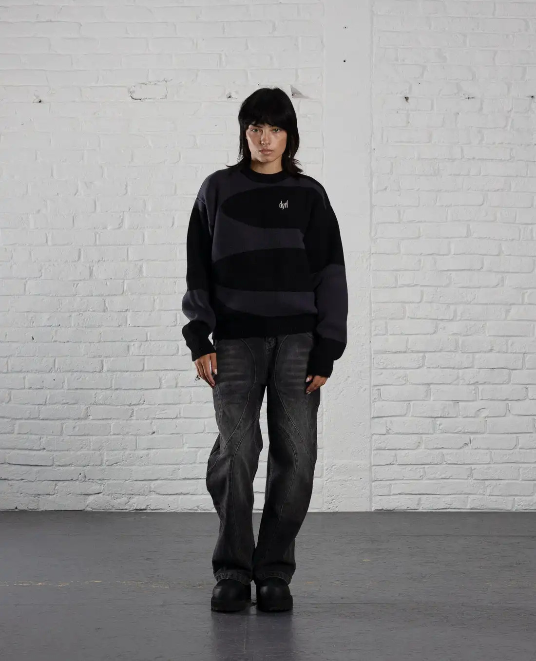 Autumn Winter Irregular Letter Pattern Pullover Sweater Y2k Loose Casual Round Neck Knitted Sweaters Trendy Men Clothing 241216