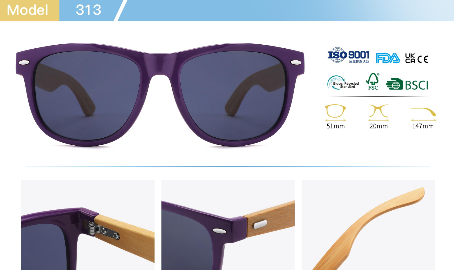 Fashion sunglasses Wayfarers Polarized glasses and Classic Style Stylish HD Lenses Polarized Optical Glass Lenses toprb PC frame wooden glasses feet