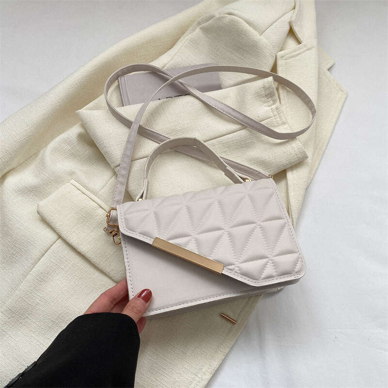 Ladies' Dia Grid Embroidery Thread Fashionable Women's Single Shoulder Crossbody Bag, Texture, This Year's Popular Hand-Held Small Squa
