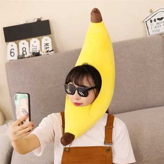 Fun Banana Party Costume Hat Warm Role Playing Hat Cartoon Plush Costume Ball Dress Hair Carnival Accessories Y241216